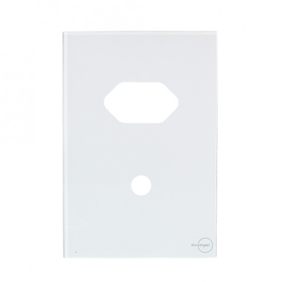 Placa p/ 1 Tomada + 1 Furo 4x2 - Novara Glass Branco